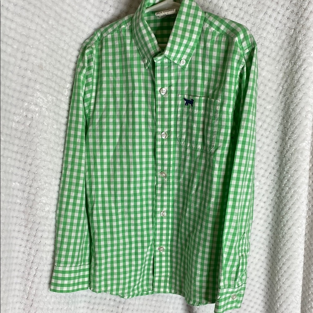 Jack Thomas Green and White Casual Button Down Shirt
